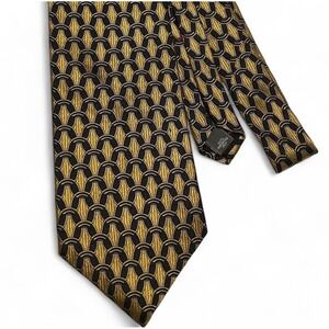 VTG. Studio By Fumagallis Silk Neck Tie. Yellow/Navy. Size 57in.